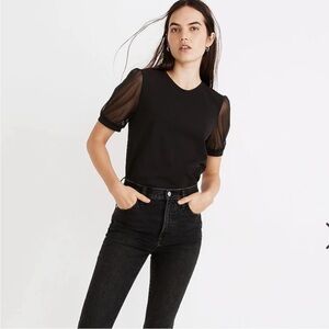 Madewell Sheer-Sleeve Knit Top